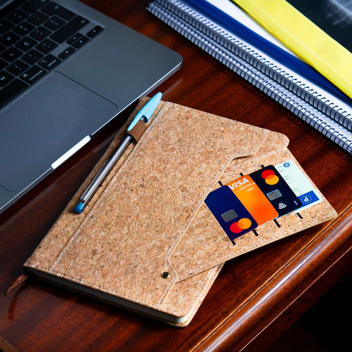Cork Dairy Notebook with Card Holder and Pen Holder  L-1011