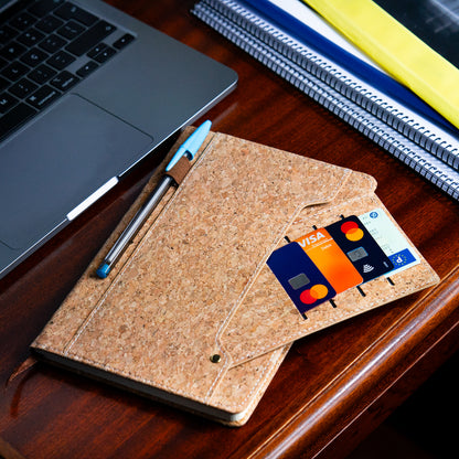 Cork Dairy Notebook with Card Holder and Pen Holder  L-1011