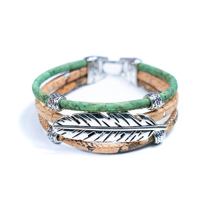 Cork jewelry cork Bracelet for women natural cork with featherhandmade bracelet BR-218-MIX-5(NEW)