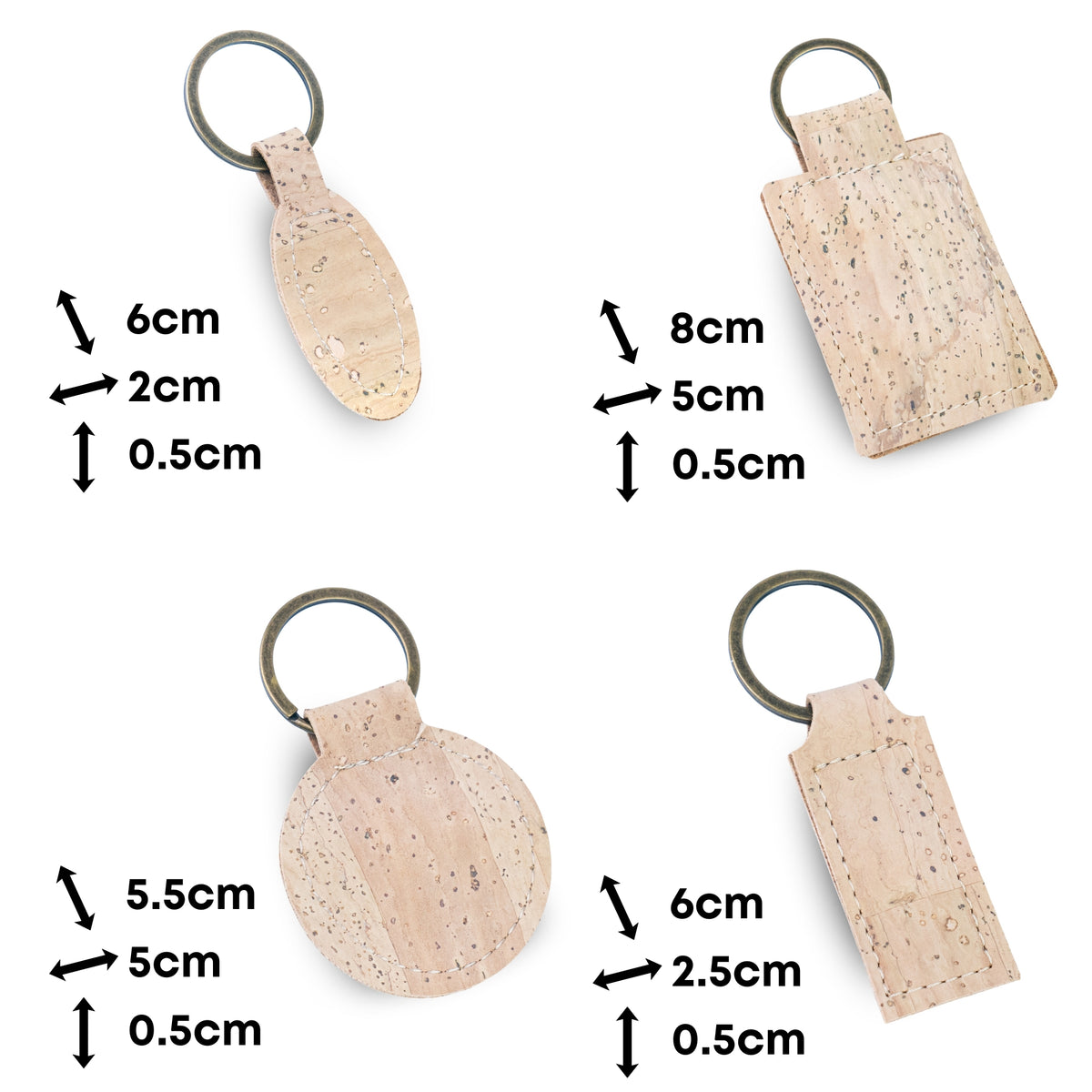 Natural Cork Keychains – Pack of 5