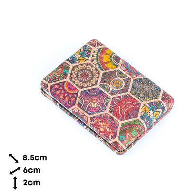 Rectangular Cork Compact Mirror with Floral Design L-856-MIX-12 (12units)