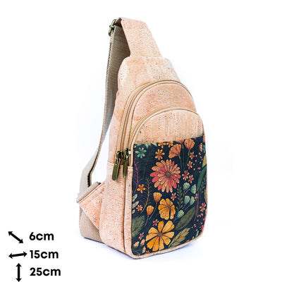 Natural Women's Three-Compartment Sling Bag BAG-2296