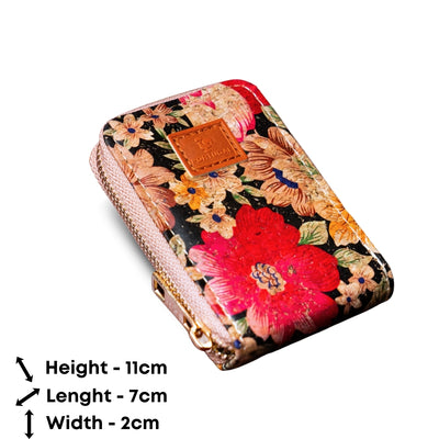 Natural Cork Floral Print Women's Credit card purse (12units) BAGD-185-MIX-12