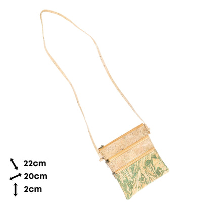 Eco-Friendly Cork Crossbody Bag with Triple Zippers BAGP-321