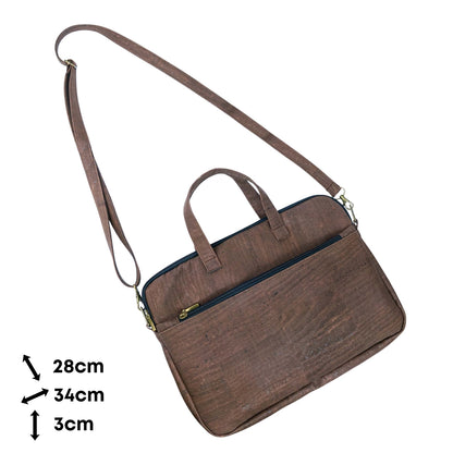 Eco-Friendly Cork Laptop Bag with Front Zip Pocket - Vegan Leather Briefcase BAGP-330