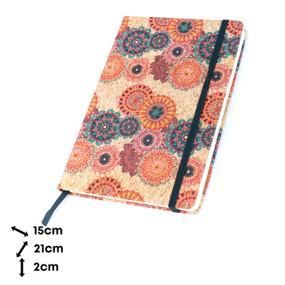 Cork Notebook with Mosaic and Floral Designs L-1157