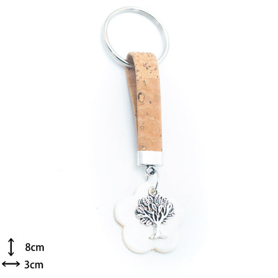 colored cork cord and shell flowers pendant handmade cork keychain  I-016-10