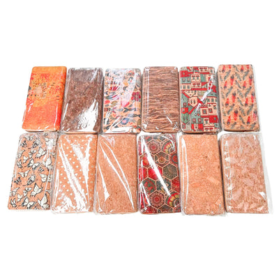 Natural cork with flower pattern zipper women wallet BAGD-589（12units）