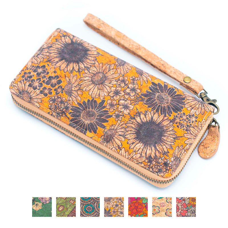Various patterns natural cork women zipper card wallet- Vegan Cork Wallet BAG-2216
