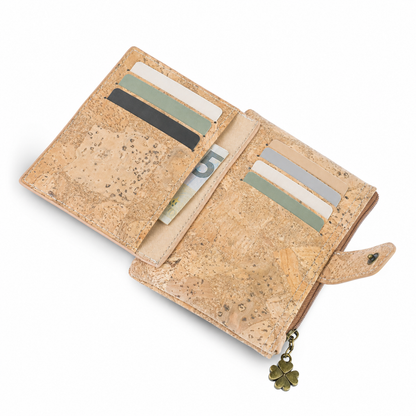 Pack of 6 Printed Cork Wallets with Zip Coin Pocket BAGD-664-MIX-6