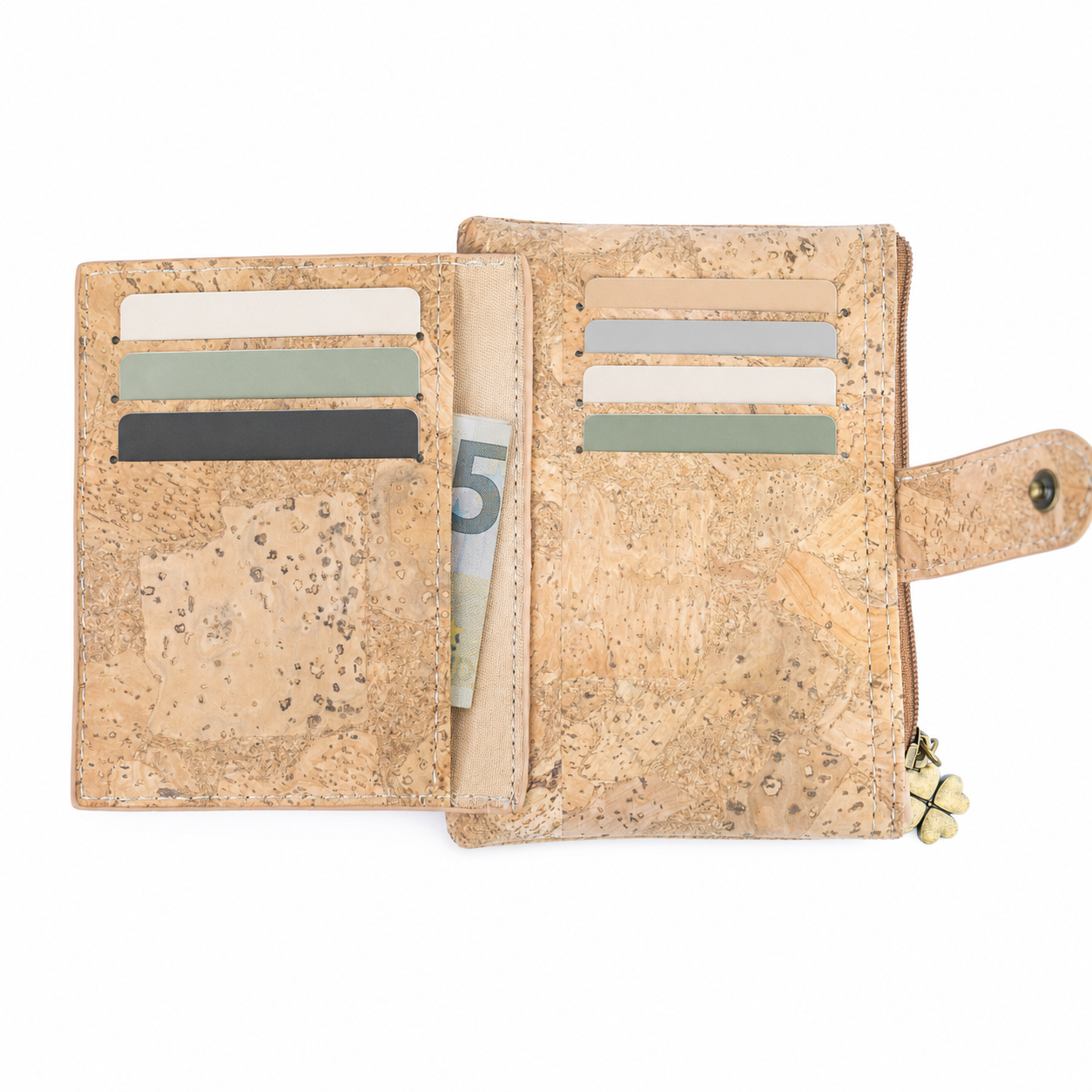 Pack of 6 Printed Cork Wallets with Zip Coin Pocket BAGD-664-MIX-6
