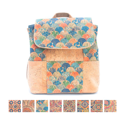 Natural Cork and summer Pattern Women's Backpack BAGF-024