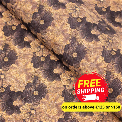 Balck Blossom Florals Pattern Cork Fabric Cof-570 Cork