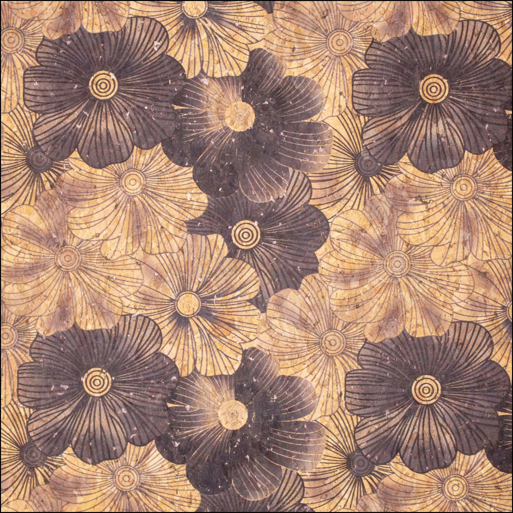 Balck Blossom Florals Pattern Cork Fabric Cof-570 Cork