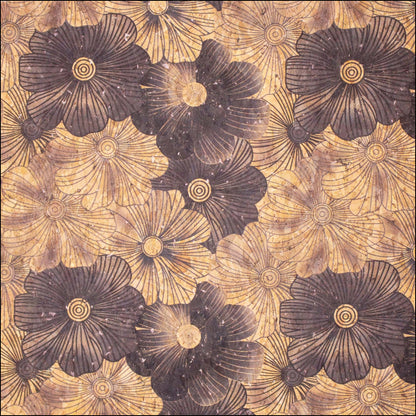 Balck Blossom Florals Pattern Cork Fabric Cof-570 Cork