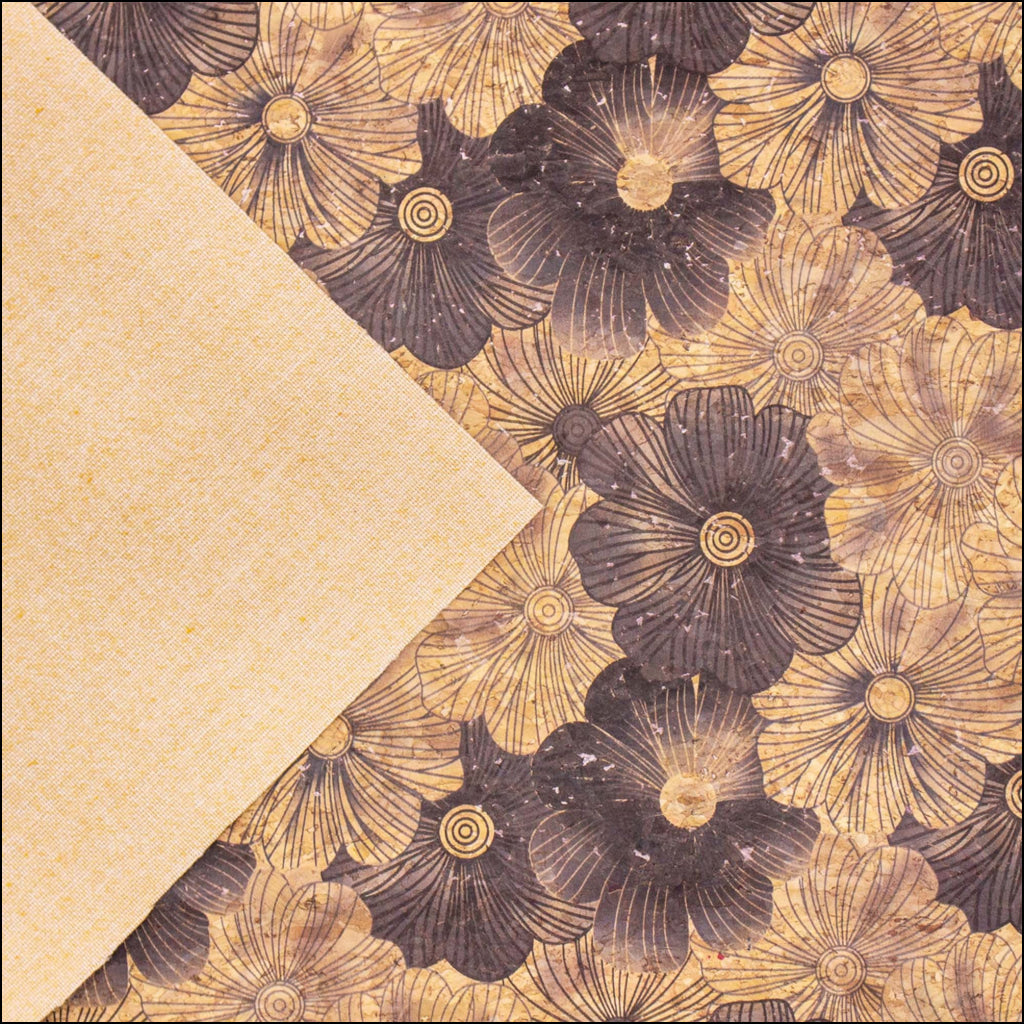 Balck Blossom Florals Pattern Cork Fabric Cof-570 Cork