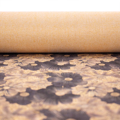 Balck Blossom Florals Pattern Cork Fabric Cof-570 Cork