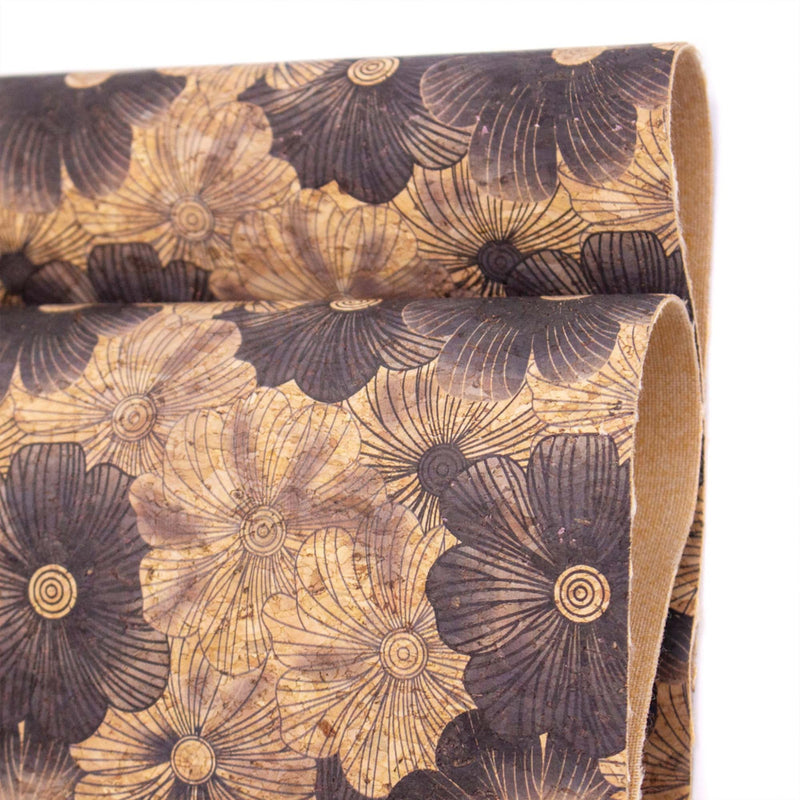 Balck Blossom Florals Pattern Cork Fabric Cof-570 Cork