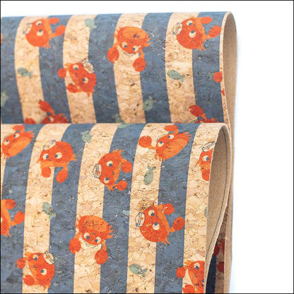 Beach Stripes Cork Fabric- Cof-138-A Cork Fabric