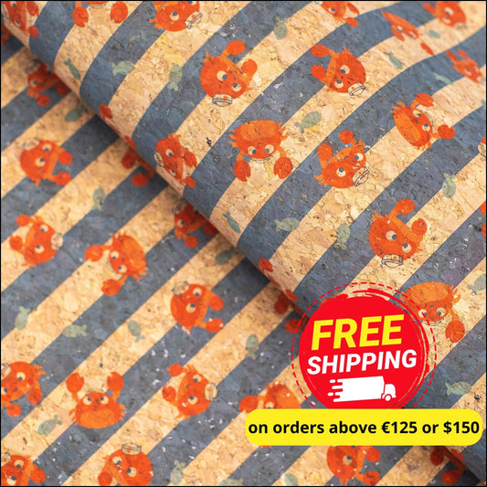 Beach Stripes Cork Fabric- Cof-138-A Cork Fabric