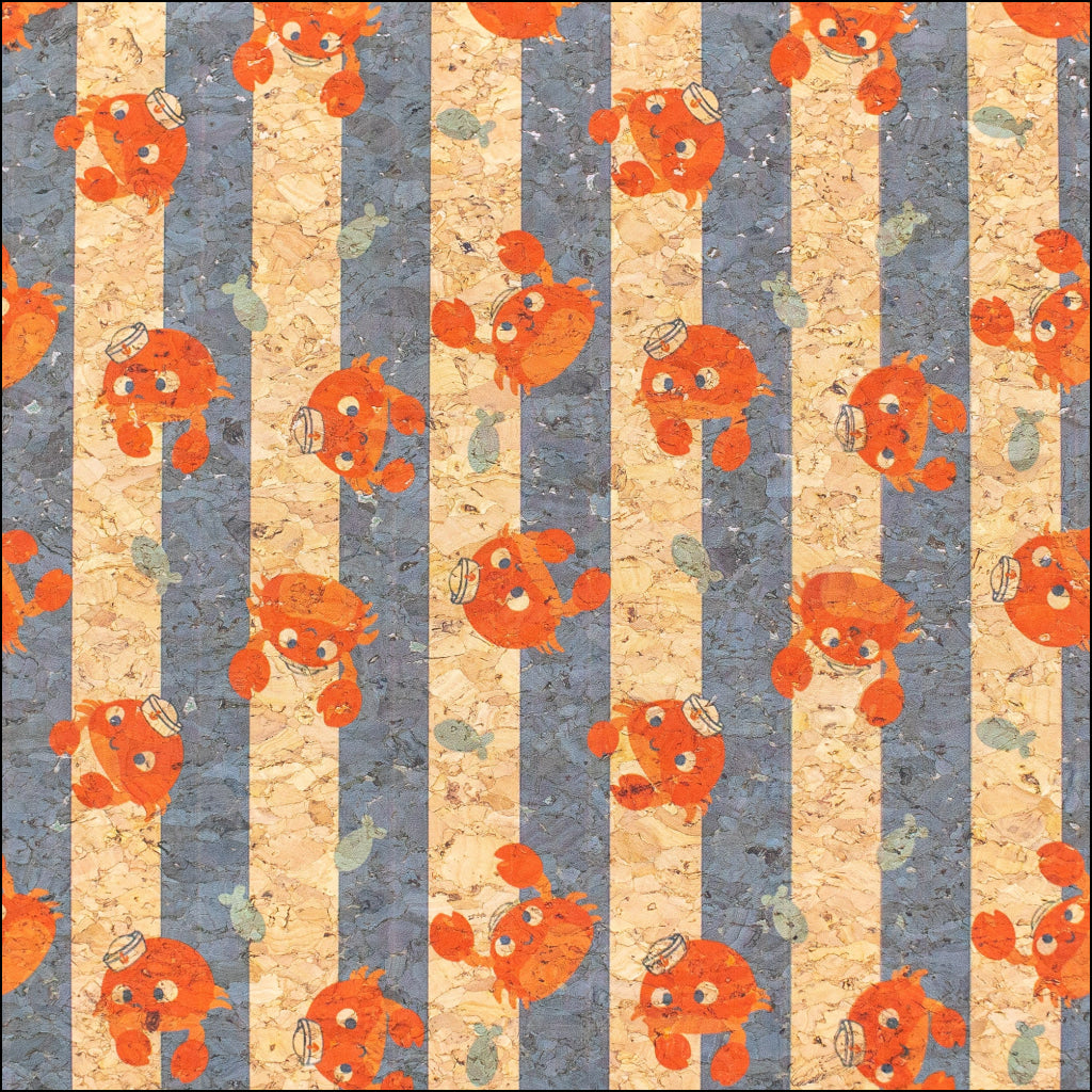 Beach Stripes Cork Fabric- Cof-138-A Cork Fabric