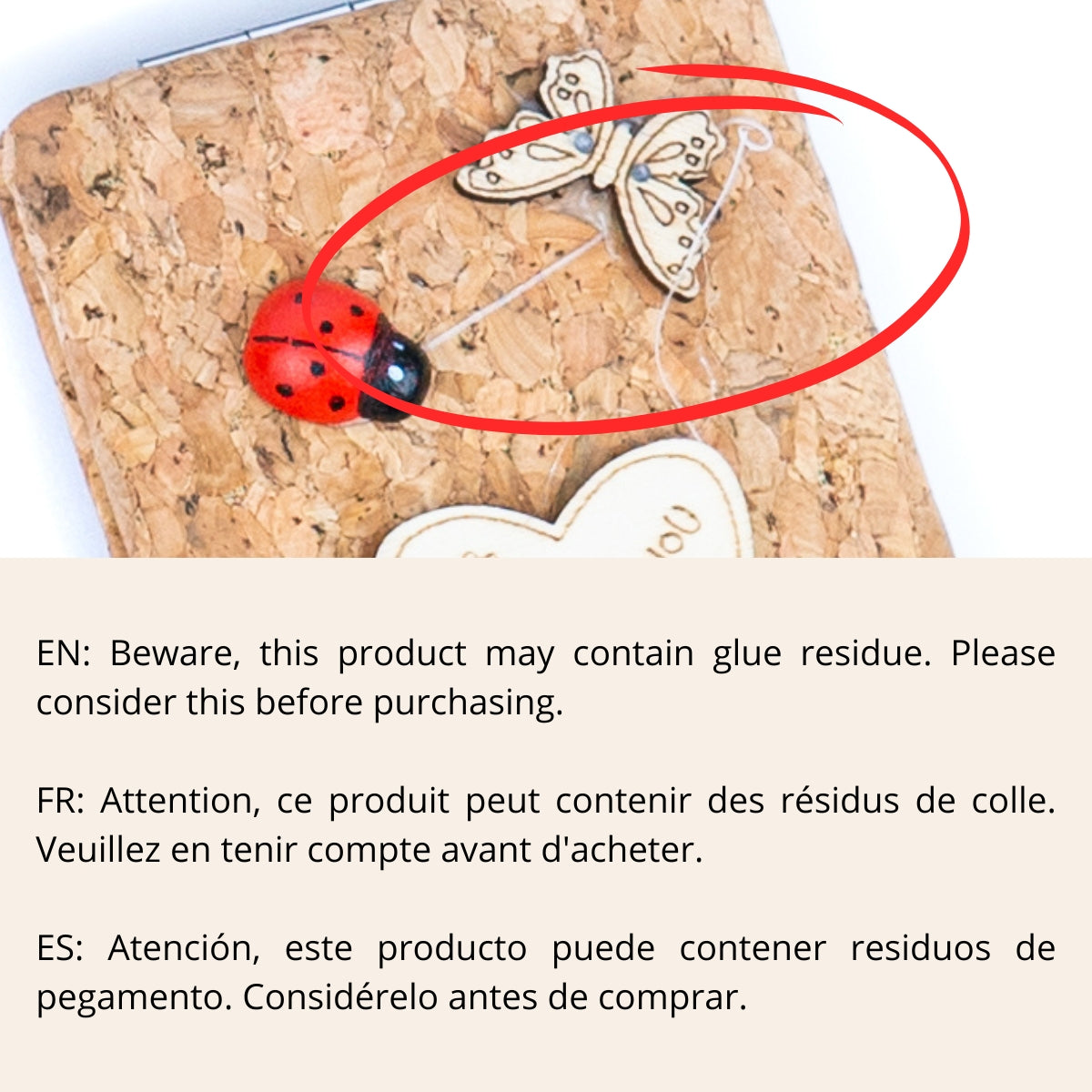 Decorative Cork Pocket Mirror with Wooden Ornaments L-1097A(12units)