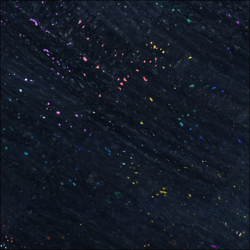 Black Cork Fabric with Rainbow Foil Flecks COF-653 cork fabric