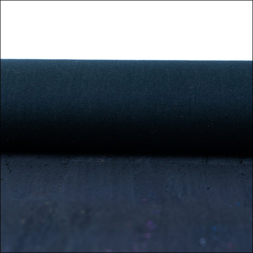 Black Cork Fabric with Rainbow Foil Flecks COF-653 cork fabric