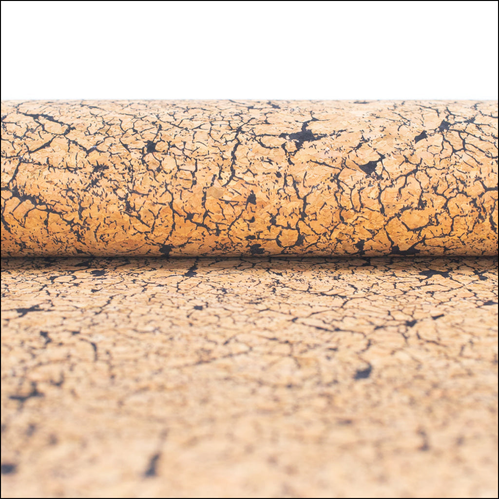 Black Crackle Effect Pattern Cork Fabric Cof-360-A Cork Fabric
