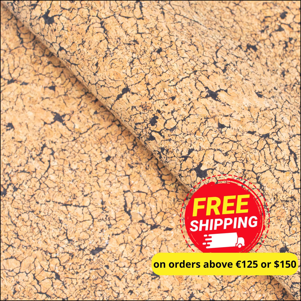 Black Crackle Effect Pattern Cork Fabric Cof-360-A Cork Fabric