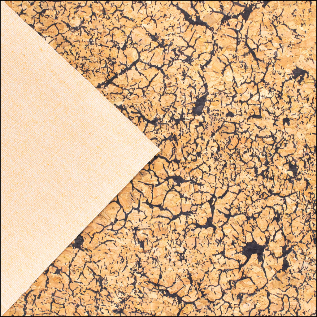 Black Crackle Effect Pattern Cork Fabric Cof-360-A Cork Fabric