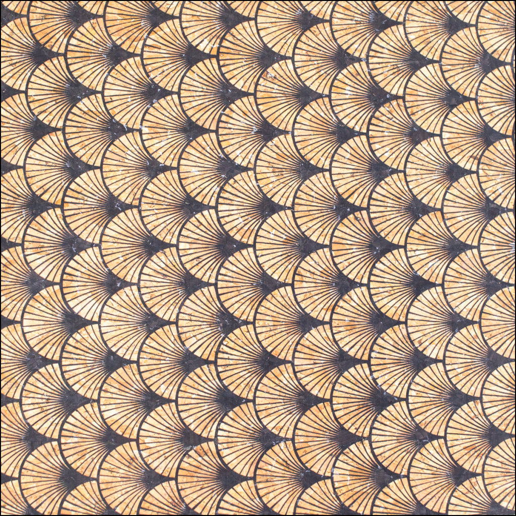 Black Fan Leaf Patterned Cork Fabric Cof-415-A Cork Fabric