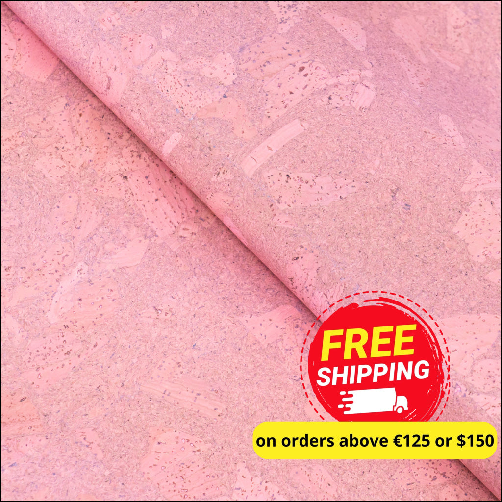 Block Style Pink Cork Fabric With Beige Backing 0.73 Thickness Cof - 532 - B Cork Fabric