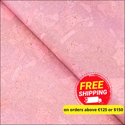 Block Style Pink Cork Fabric With Beige Backing 0.73 Thickness Cof - 532 - B Cork Fabric