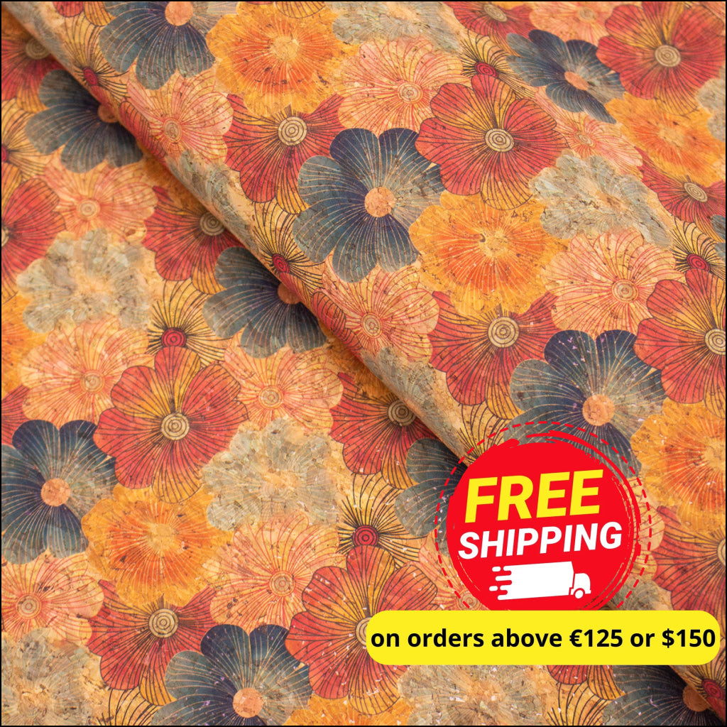 Blossom Florals Pattern Cork Fabric Cof-383 Cork