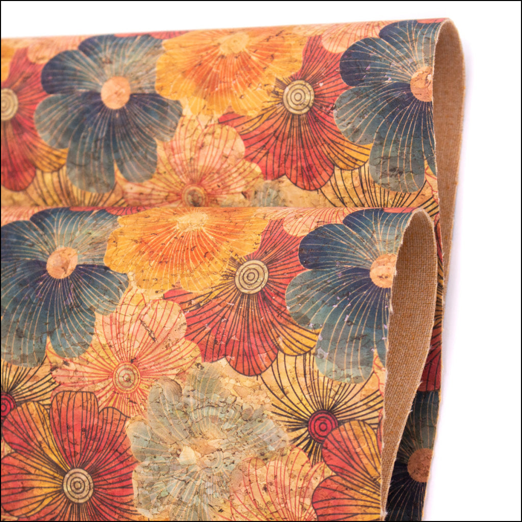 Blossom Florals Pattern Cork Fabric Cof-383 Cork