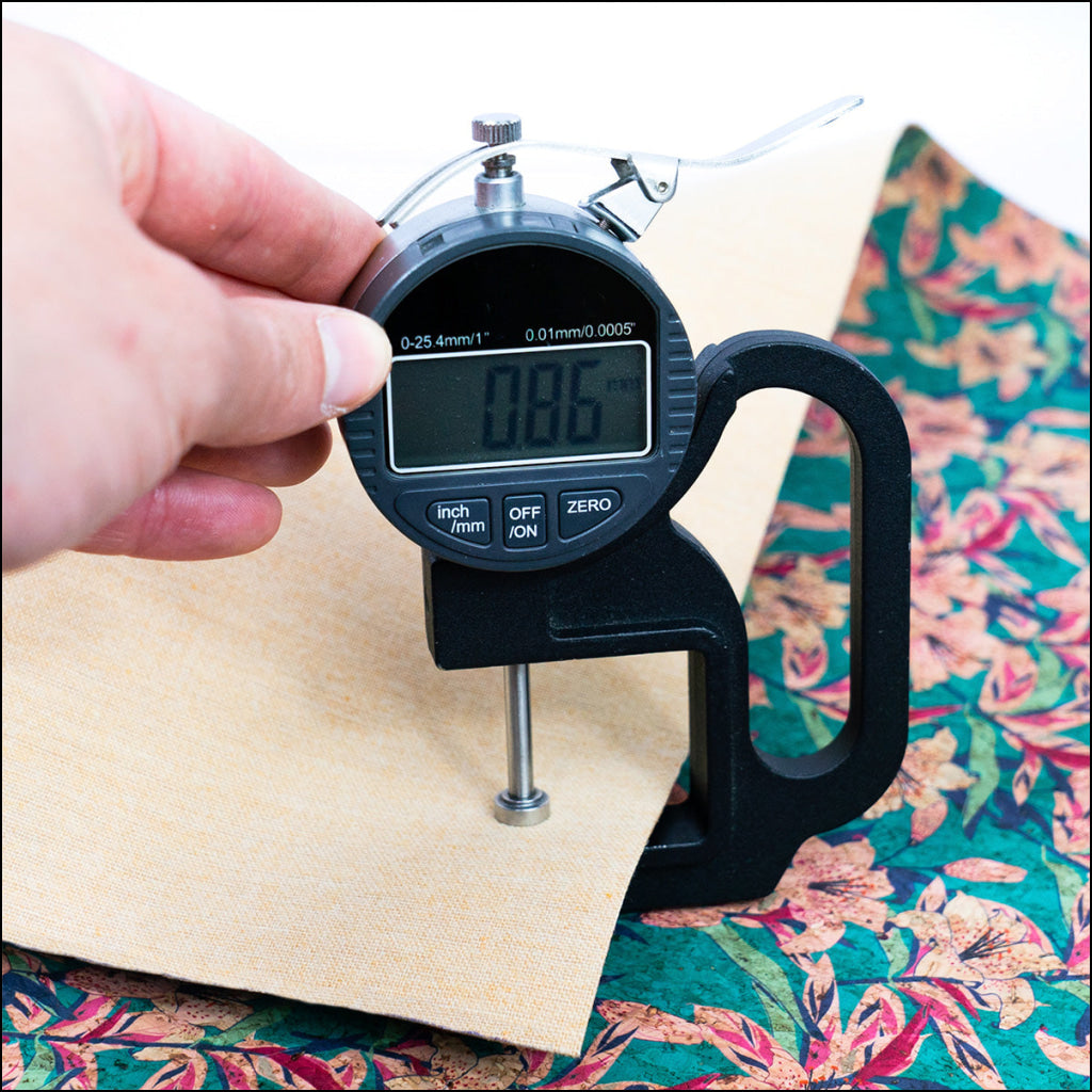 Blue Background With Pink Trumpet Flower Print Cork Fabric Beige Back 0.86Mm Thickness Cof-538 Cork