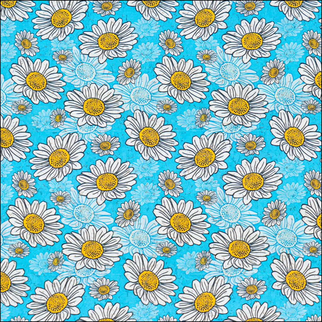 Blue Daisy Cork Fabric COF-645 cork fabric