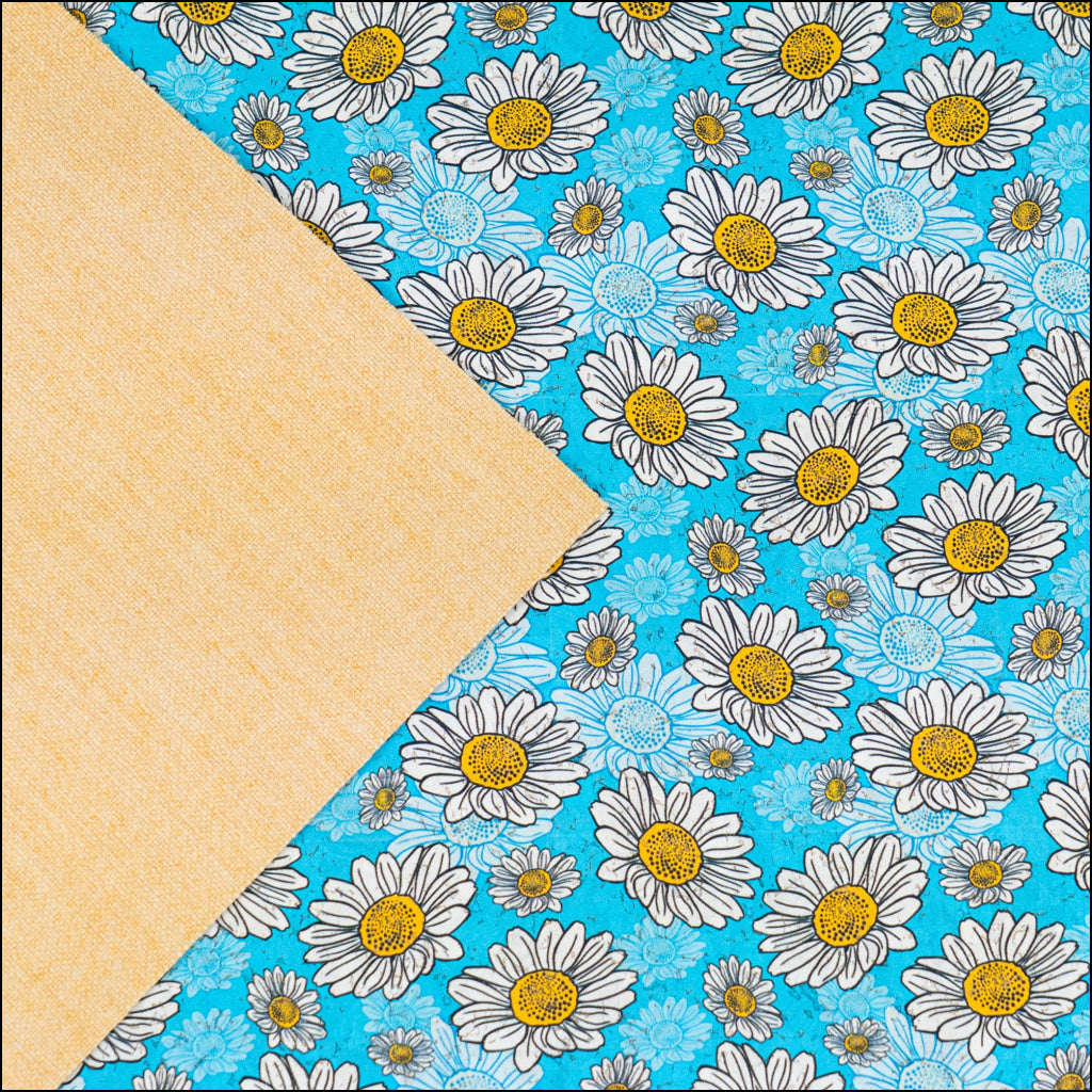 Blue Daisy Cork Fabric COF-645 cork fabric