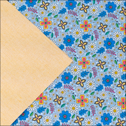 Blue Floral Cork Fabric COF-651 cork fabric