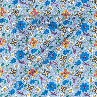 Blue Floral Cork Fabric COF-651 cork fabric