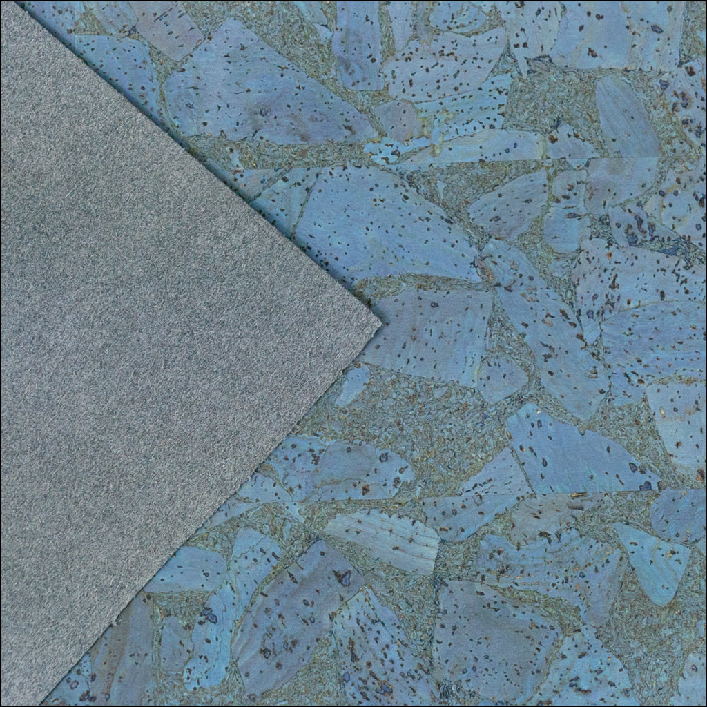 Blue-Gray Cork Fabric In Block Style 0.86 Thickness Cof-590 Cork Fabric