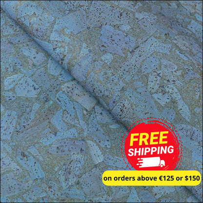 Blue-Gray Cork Fabric In Block Style 0.86 Thickness Cof-590 Cork Fabric