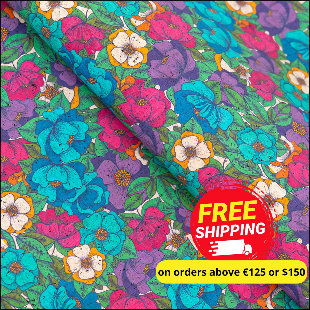 Bold Floral Cork Fabric Cof-552 Cork Fabric