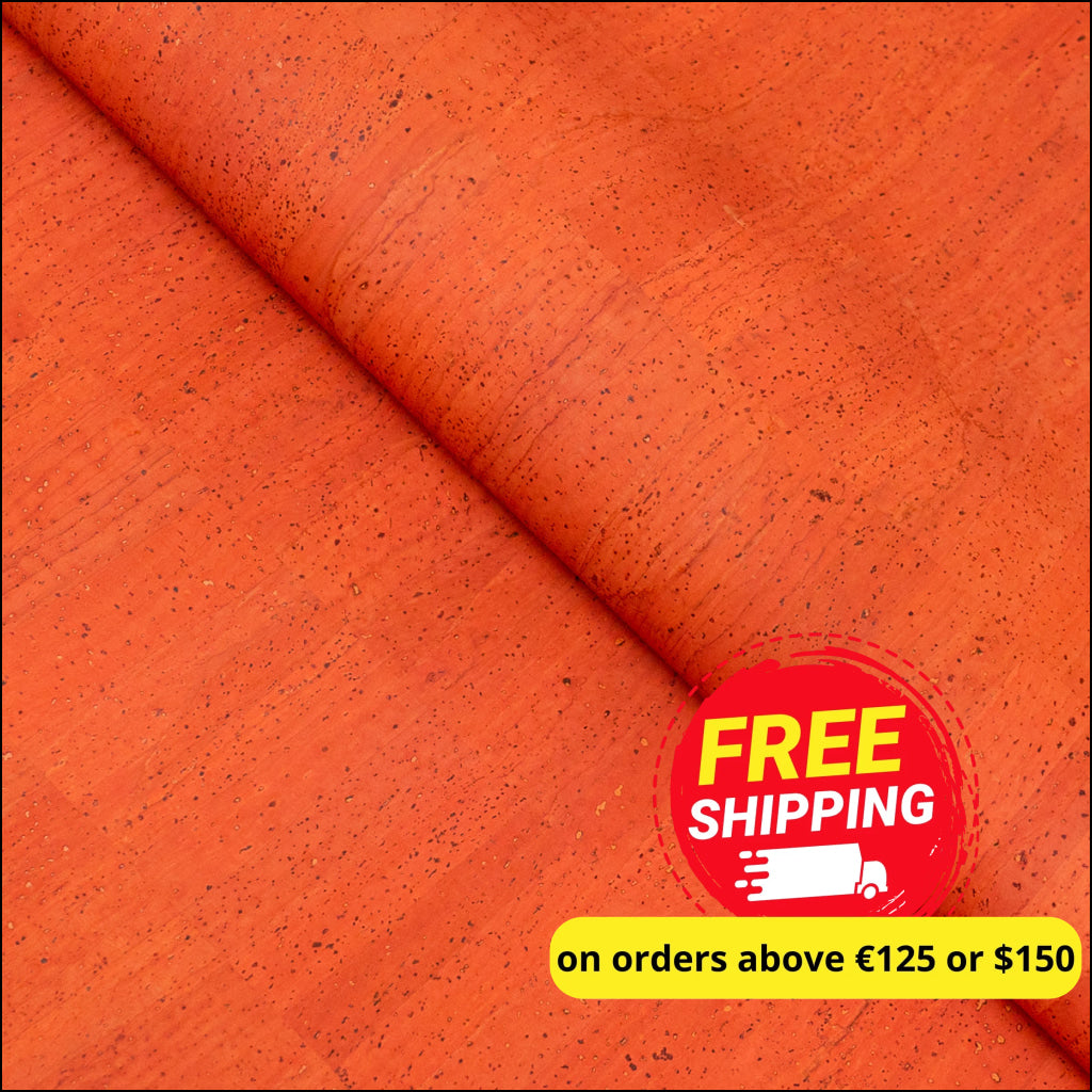 Bold Orange Solid Cork Fabric - 0.87Mm Thickness Cof-585 Cork Fabric