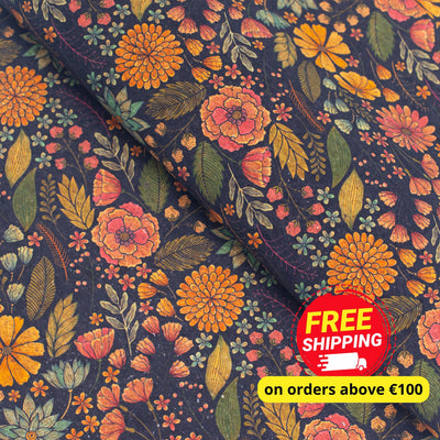 Botanical Elegance: Vintage - Inspired Floral Cork Fabric Cof - 250 - B Cork Fabric