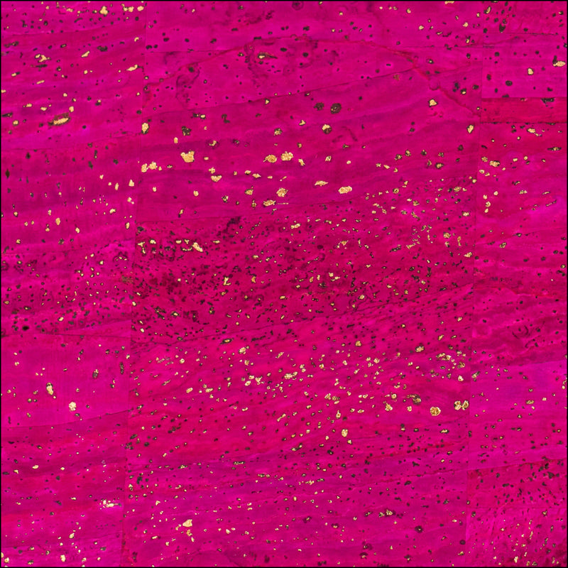 Bright Pink Cork Fabric with Metallic Gold Accents COF-650 cork fabric