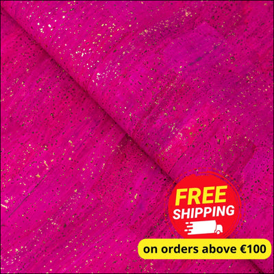 Bright Pink Cork Fabric with Metallic Gold Accents COF-650 cork fabric