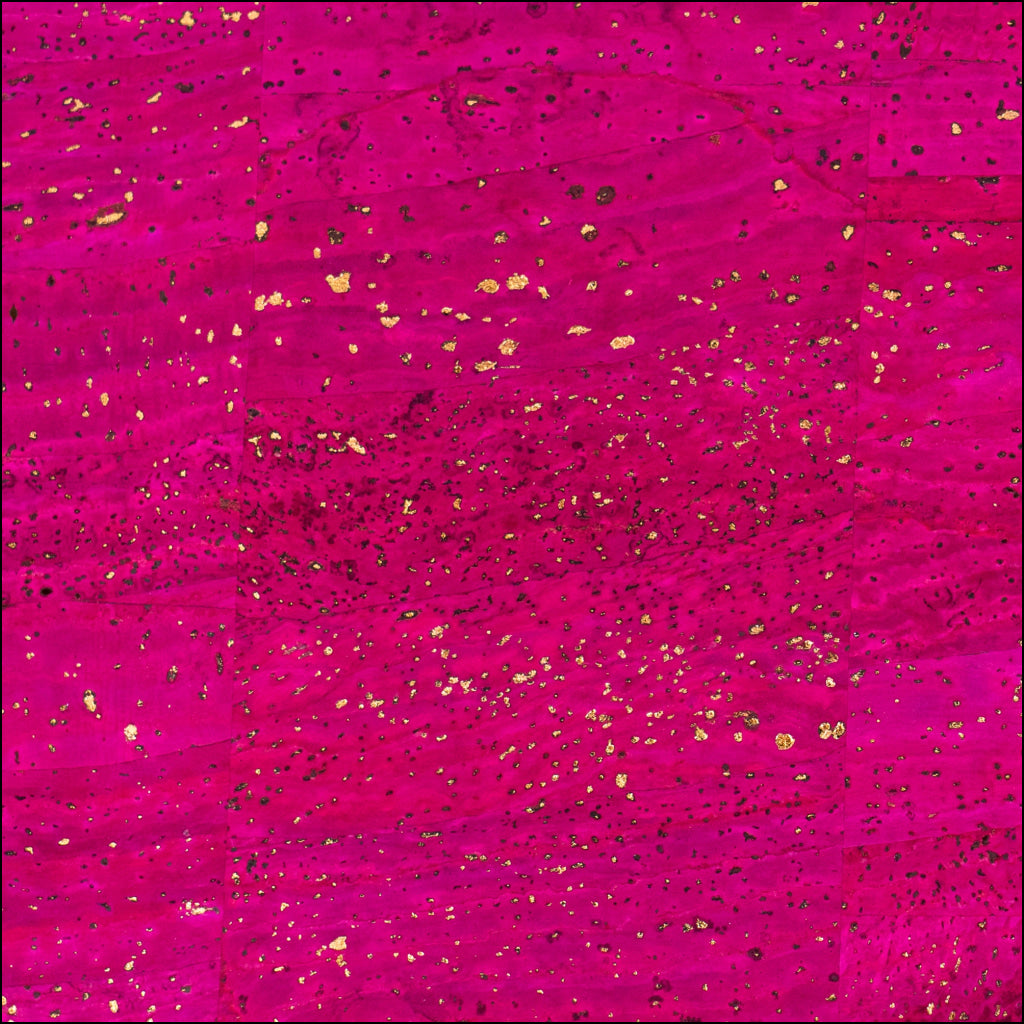 Bright Pink Cork Fabric with Metallic Gold Accents COF-650 cork fabric