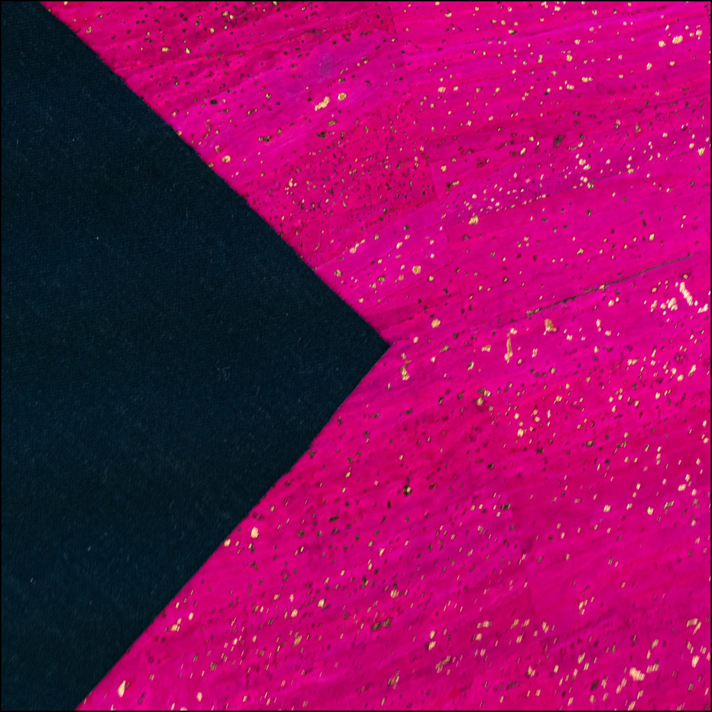Bright Pink Cork Fabric with Metallic Gold Accents COF-650 cork fabric